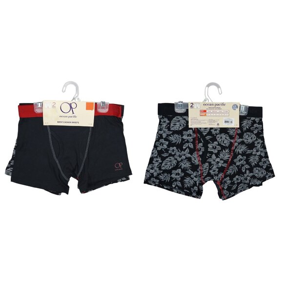 OP Ocean Pacific 2-Pack Boxer Briefs Men's Underwear NIP Black Beauty - Picture 1 of 4
